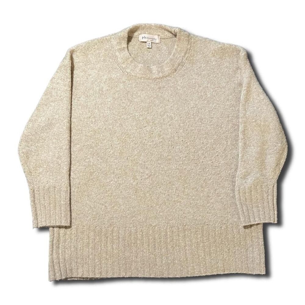 Philosophy Republic Oversized Cream Women's L/XL Ribbed Crew Neck Sweater Soft